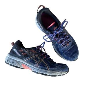 ASICS Gel-Venture 6 Rugged Trail Athletic Shoe Indigo Blue Black Coral Size 7.5